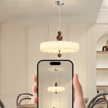 Traditional French Round Iron PE LED Pendant Light For Living Room