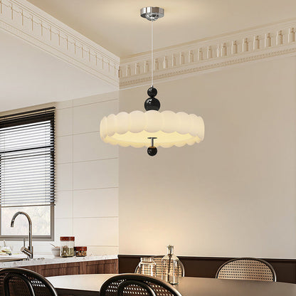 Traditional French Round Iron PE LED Pendant Light For Living Room