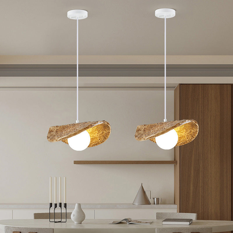 Modern Art Deco Saddle-shaped Pendant Light in Fiberglass & Resin 1-Light for Living Room