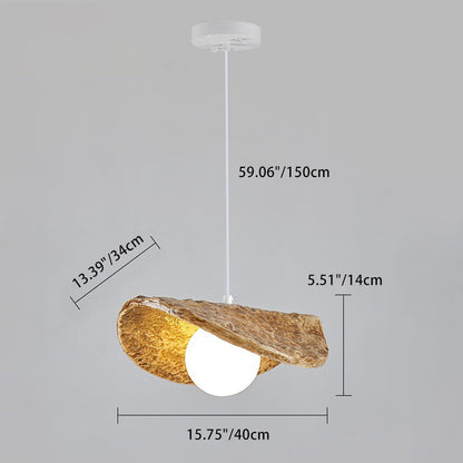 Modern Art Deco Saddle-shaped Pendant Light in Fiberglass & Resin 1-Light for Living Room