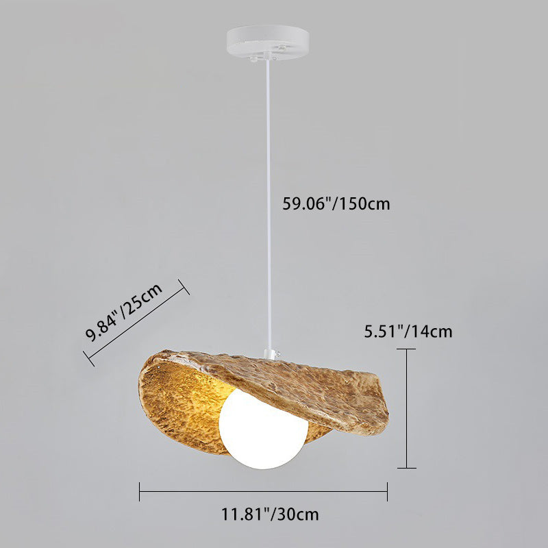 Modern Art Deco Saddle-shaped Pendant Light in Fiberglass & Resin 1-Light for Living Room