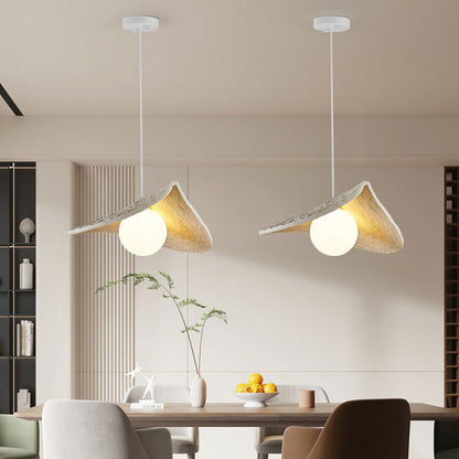 Modern Art Deco Saddle-shaped Pendant Light in Fiberglass & Resin 1-Light for Living Room