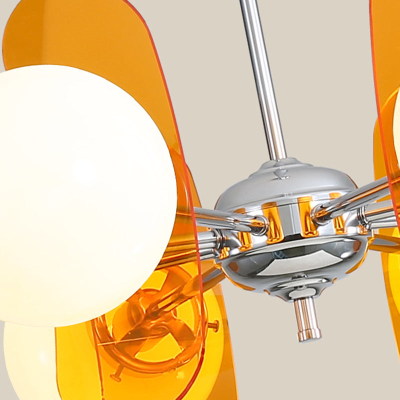 Contemporary Nordic Glass Globe Chandelier – 3/6/8 Light Iron & Acrylic Frame for Living Room