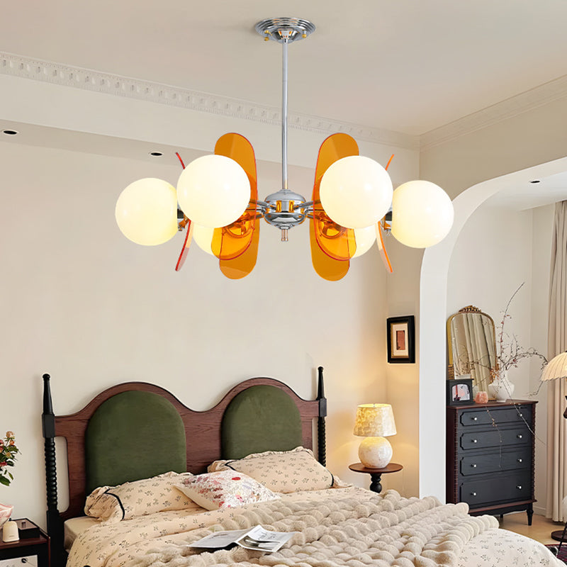 Contemporary Nordic Glass Globe Chandelier – 3/6/8 Light Iron & Acrylic Frame for Living Room