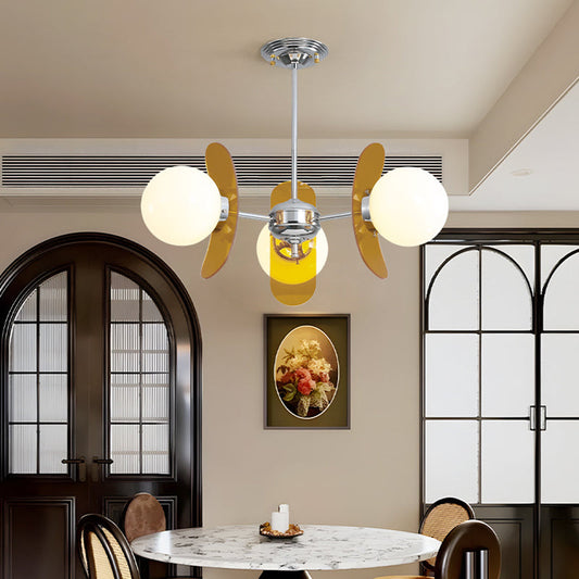 Contemporary Nordic Glass Globe Chandelier – 3/6/8 Light Iron & Acrylic Frame for Living Room