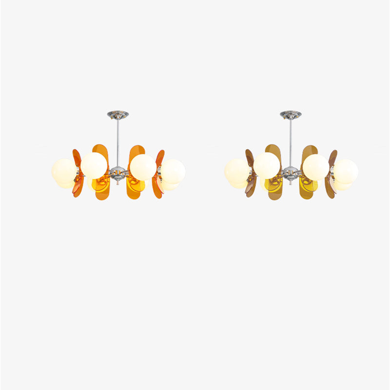 Contemporary Nordic Glass Globe Chandelier – 3/6/8 Light Iron & Acrylic Frame for Living Room