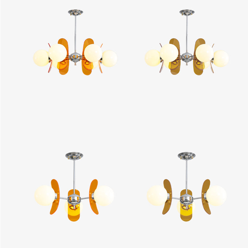 Contemporary Nordic Glass Globe Chandelier – 3/6/8 Light Iron & Acrylic Frame for Living Room