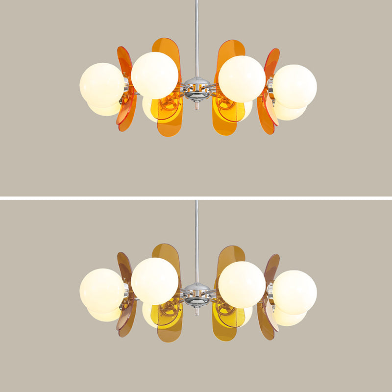 Contemporary Nordic Glass Globe Chandelier – 3/6/8 Light Iron & Acrylic Frame for Living Room
