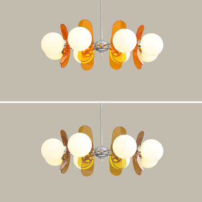 Contemporary Nordic Glass Globe Chandelier – 3/6/8 Light Iron & Acrylic Frame for Living Room