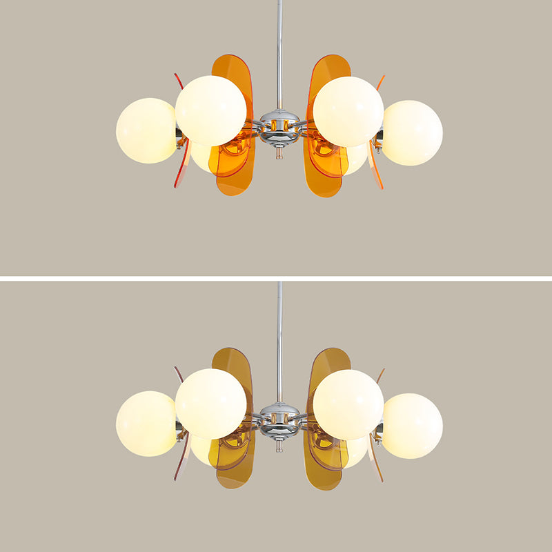 Contemporary Nordic Glass Globe Chandelier – 3/6/8 Light Iron & Acrylic Frame for Living Room