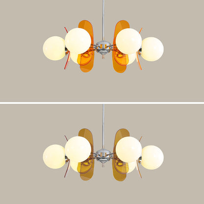 Contemporary Nordic Glass Globe Chandelier – 3/6/8 Light Iron & Acrylic Frame for Living Room