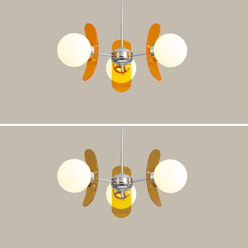 Contemporary Nordic Glass Globe Chandelier – 3/6/8 Light Iron & Acrylic Frame for Living Room