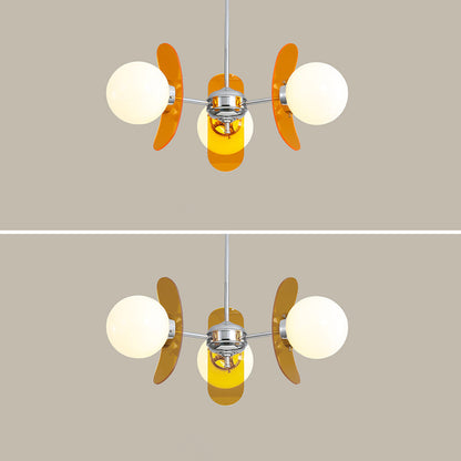 Contemporary Nordic Glass Globe Chandelier – 3/6/8 Light Iron & Acrylic Frame for Living Room