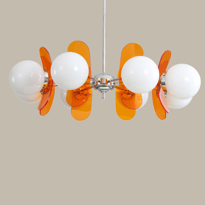 Contemporary Nordic Glass Globe Chandelier – 3/6/8 Light Iron & Acrylic Frame for Living Room
