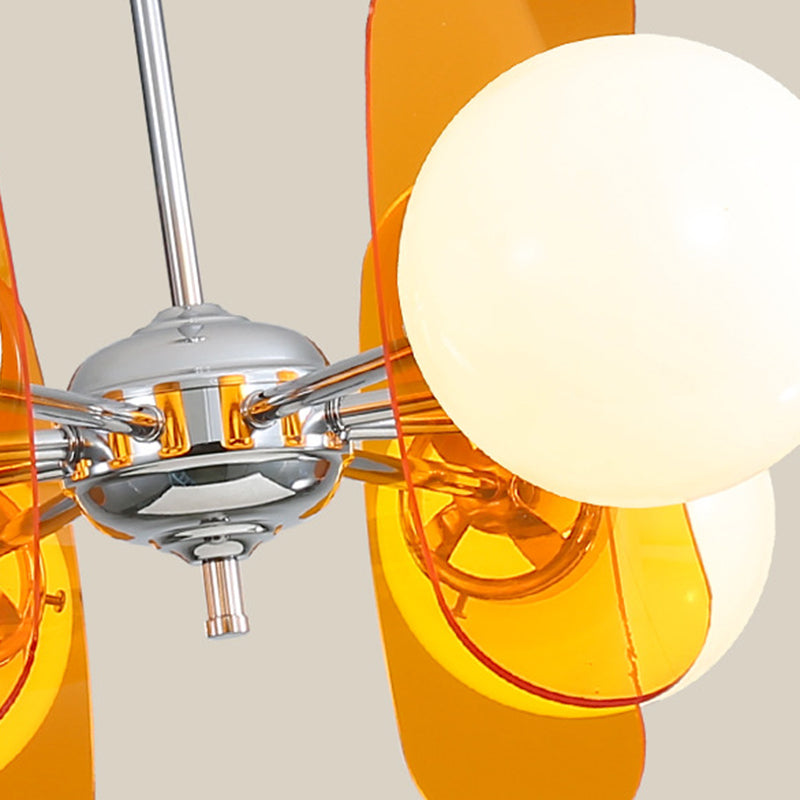 Contemporary Nordic Glass Globe Chandelier – 3/6/8 Light Iron & Acrylic Frame for Living Room
