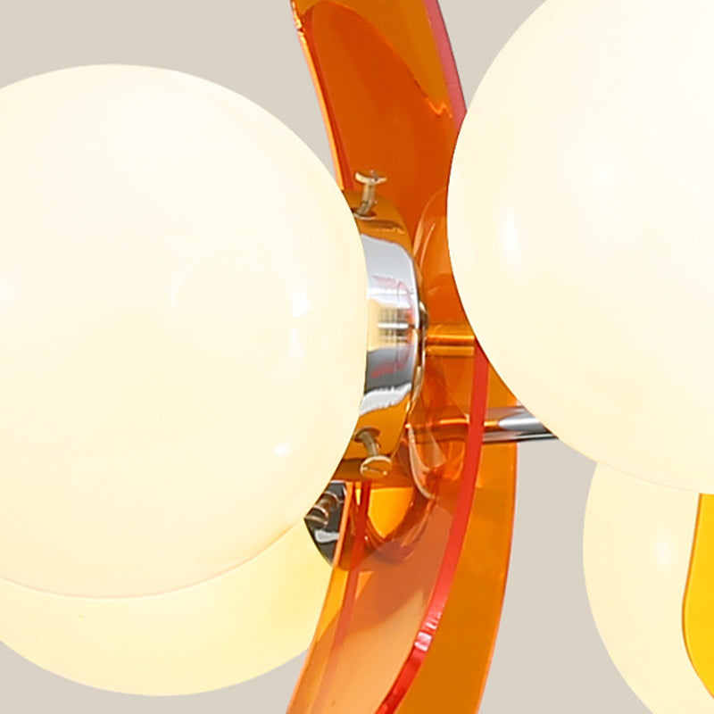 Contemporary Nordic Glass Globe Chandelier – 3/6/8 Light Iron & Acrylic Frame for Living Room