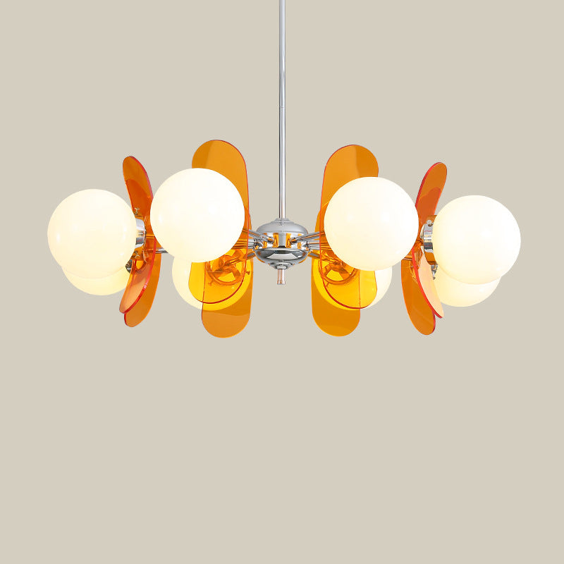 Contemporary Nordic Glass Globe Chandelier – 3/6/8 Light Iron & Acrylic Frame for Living Room