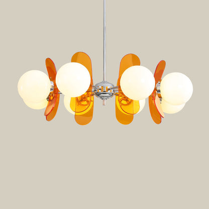 Contemporary Nordic Glass Globe Chandelier – 3/6/8 Light Iron & Acrylic Frame for Living Room