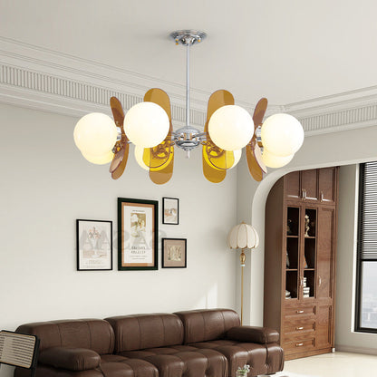 Contemporary Nordic Glass Globe Chandelier – 3/6/8 Light Iron & Acrylic Frame for Living Room