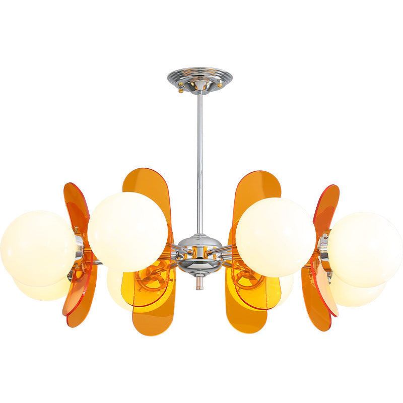 Contemporary Nordic Glass Globe Chandelier – 3/6/8 Light Iron & Acrylic Frame for Living Room