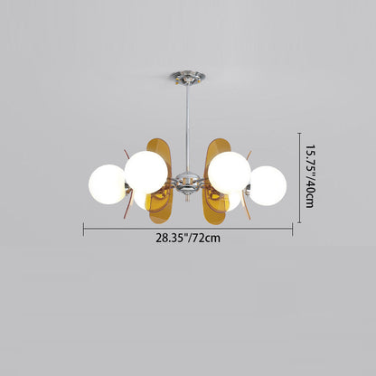 Contemporary Nordic Glass Globe Chandelier – 3/6/8 Light Iron & Acrylic Frame for Living Room