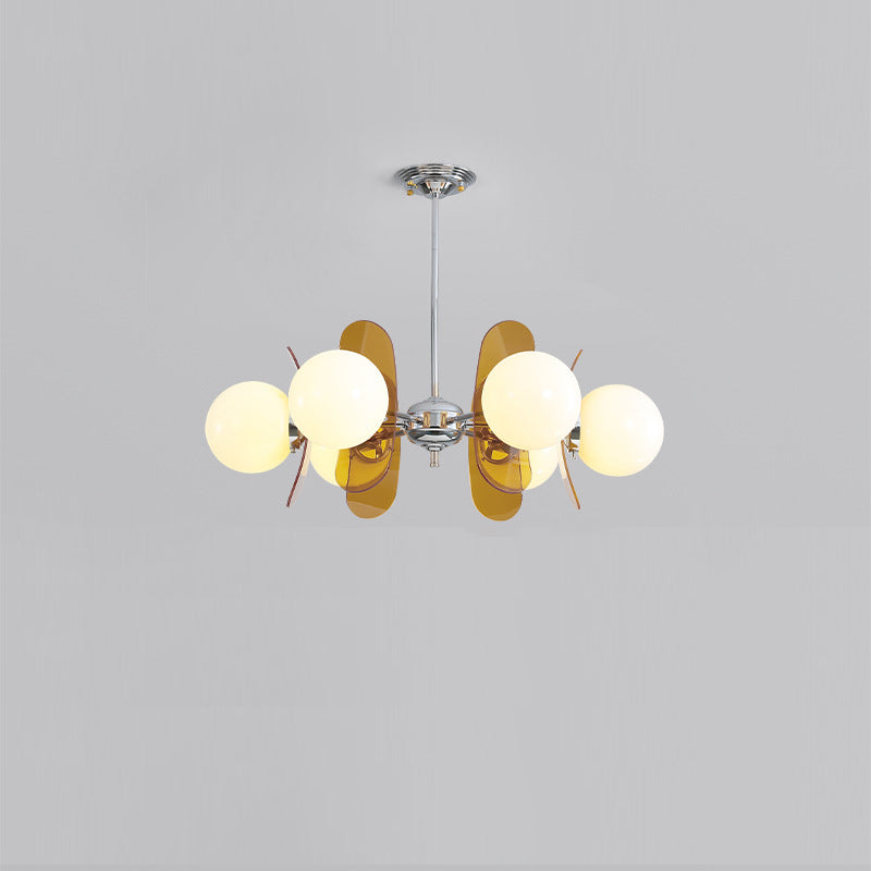 Contemporary Nordic Glass Globe Chandelier – 3/6/8 Light Iron & Acrylic Frame for Living Room