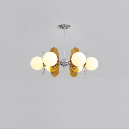 Contemporary Nordic Glass Globe Chandelier – 3/6/8 Light Iron & Acrylic Frame for Living Room