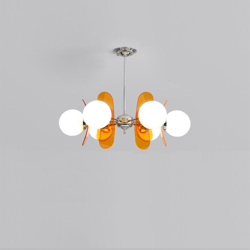 Contemporary Nordic Glass Globe Chandelier – 3/6/8 Light Iron & Acrylic Frame for Living Room
