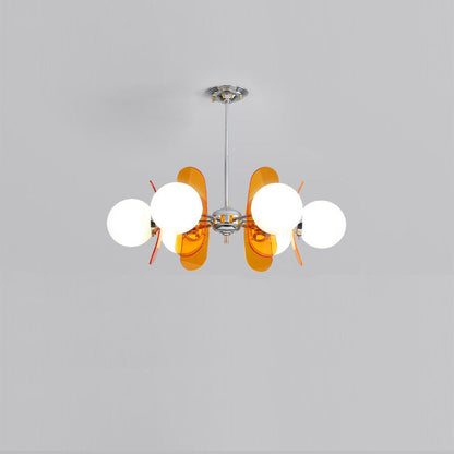 Contemporary Nordic Glass Globe Chandelier – 3/6/8 Light Iron & Acrylic Frame for Living Room