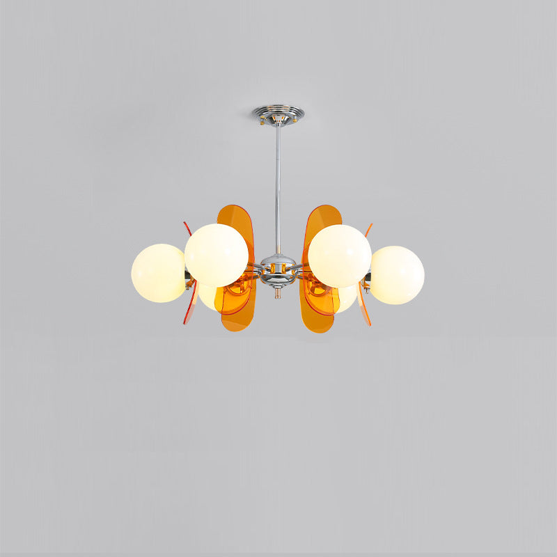 Contemporary Nordic Glass Globe Chandelier – 3/6/8 Light Iron & Acrylic Frame for Living Room