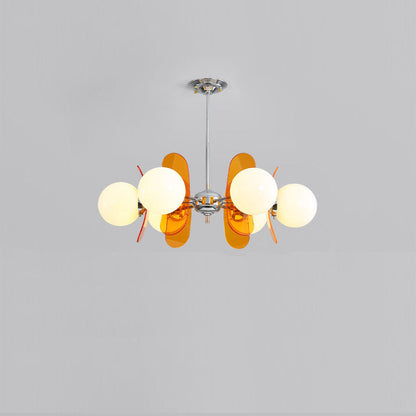 Contemporary Nordic Glass Globe Chandelier – 3/6/8 Light Iron & Acrylic Frame for Living Room