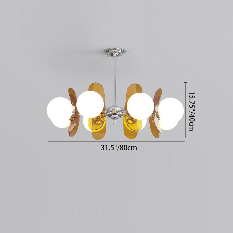 Contemporary Nordic Glass Globe Chandelier – 3/6/8 Light Iron & Acrylic Frame for Living Room