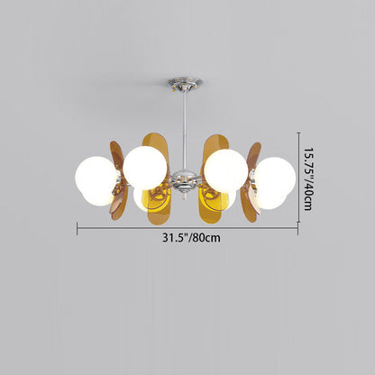 Contemporary Nordic Glass Globe Chandelier – 3/6/8 Light Iron & Acrylic Frame for Living Room