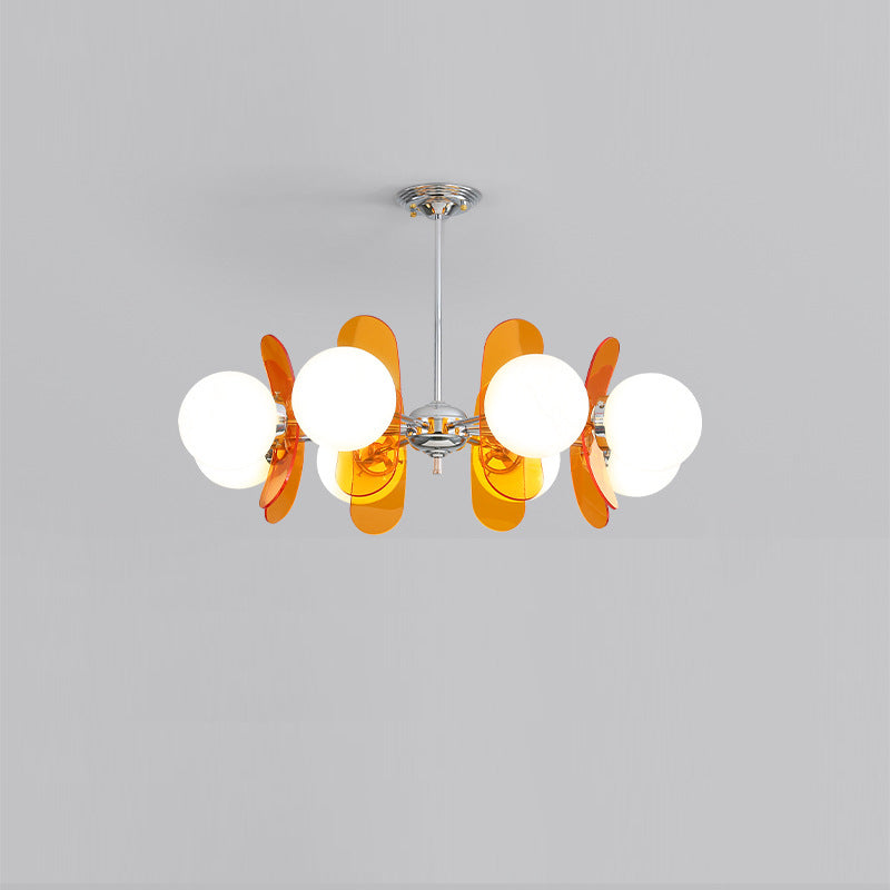 Contemporary Nordic Glass Globe Chandelier – 3/6/8 Light Iron & Acrylic Frame for Living Room