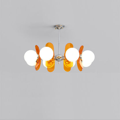 Contemporary Nordic Glass Globe Chandelier – 3/6/8 Light Iron & Acrylic Frame for Living Room