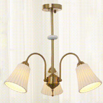 Traditional French Cone Ceramic Shade Chandelier with Brass Frame 3/5/8 Light for Living Room