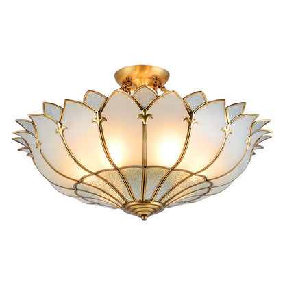 Modern Mid-Century Palace Dome Semi-Flush Mount Ceiling Light in Copper & Glass 4/6 Light for Bedroom