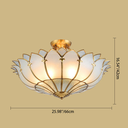 Modern Mid-Century Palace Dome Semi-Flush Mount Ceiling Light in Copper & Glass 4/6 Light for Bedroom