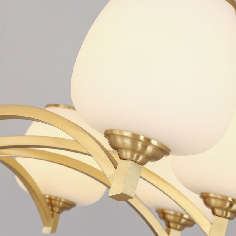 Traditional French Jar-shaped Glass Chandelier with Brass Frame 3/5/6 Light for Living Room