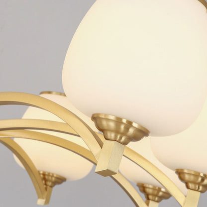 Traditional French Jar-shaped Glass Chandelier with Brass Frame 3/5/6 Light for Living Room