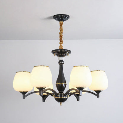 Traditional French Jar-shaped Glass Chandelier with Brass Frame 3/5/6 Light for Living Room