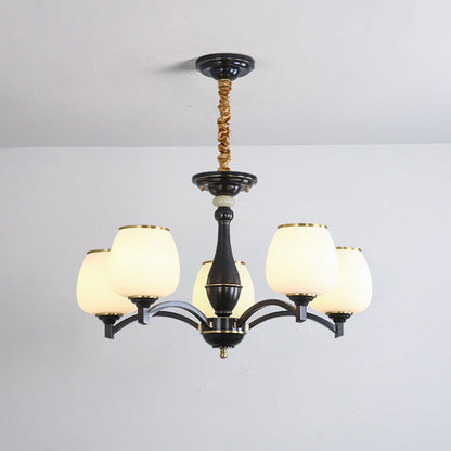 Traditional French Jar-shaped Glass Chandelier with Brass Frame 3/5/6 Light for Living Room