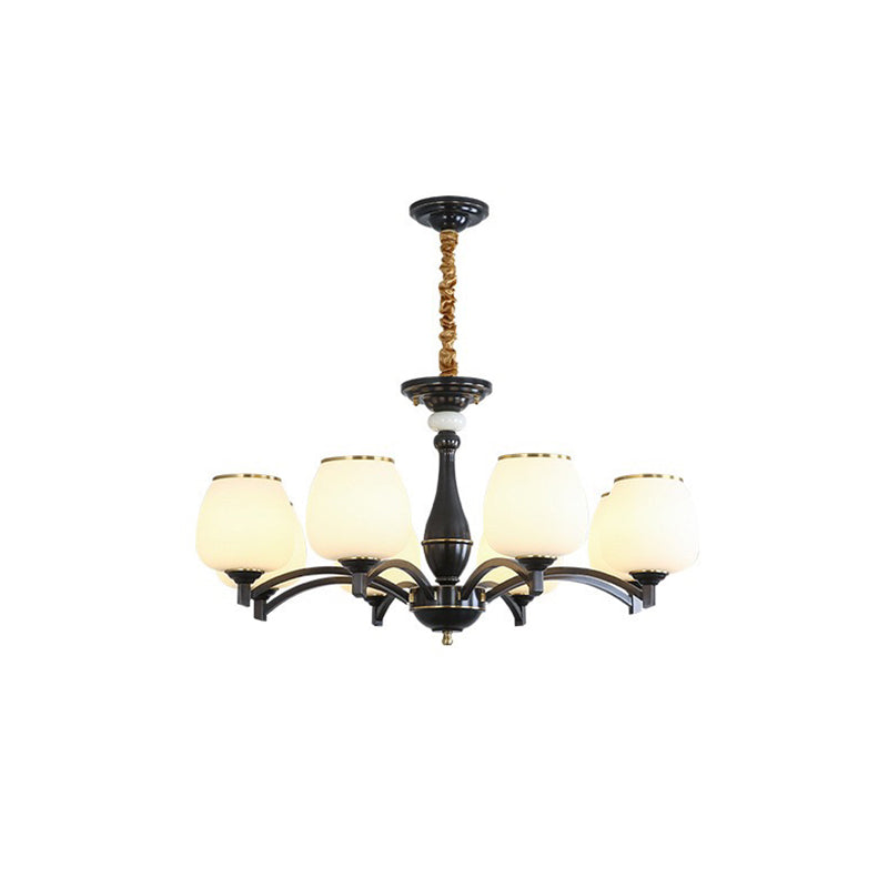 Traditional French Jar-shaped Glass Chandelier with Brass Frame 3/5/6 Light for Living Room