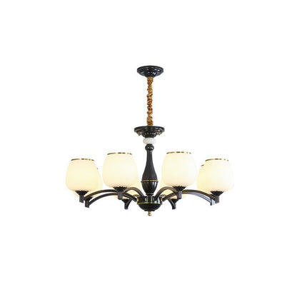 Traditional French Jar-shaped Glass Chandelier with Brass Frame 3/5/6 Light for Living Room