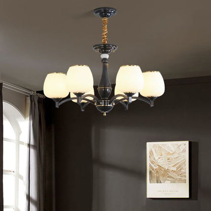Traditional French Jar-shaped Glass Chandelier with Brass Frame 3/5/6 Light for Living Room