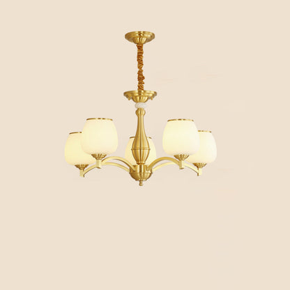 Traditional French Jar-shaped Glass Chandelier with Brass Frame 3/5/6 Light for Living Room