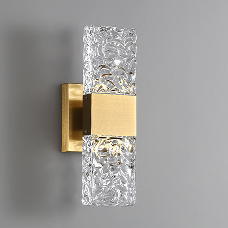 Modern Luxury Rectangular Crystal Wall Sconce Lamp with Stainless Steel Base LED for Bedroom
