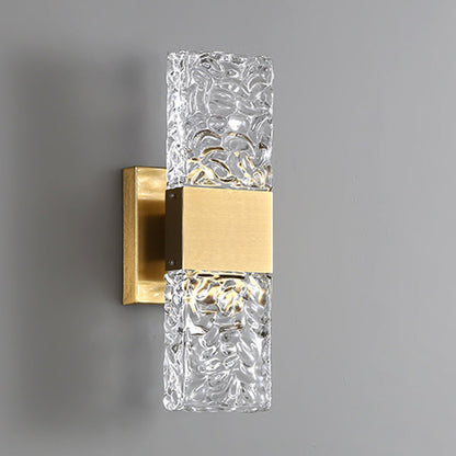 Modern Luxury Rectangular Crystal Wall Sconce Lamp with Stainless Steel Base LED for Bedroom