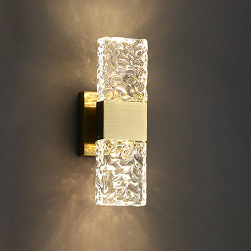 Modern Luxury Rectangular Crystal Wall Sconce Lamp with Stainless Steel Base LED for Bedroom