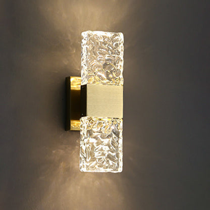 Modern Luxury Rectangular Crystal Wall Sconce Lamp with Stainless Steel Base LED for Bedroom